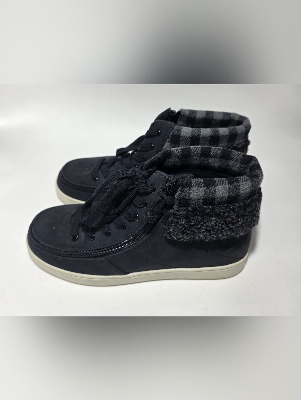 Billy Footwear Girls Black Faux Fur High Top Sneakers Size 6 Wide Zip Shoes
